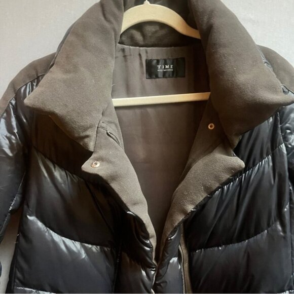 Time Duck Feather Down Puffer Jacket Mid Length Black Size M - Picture 8 of 13